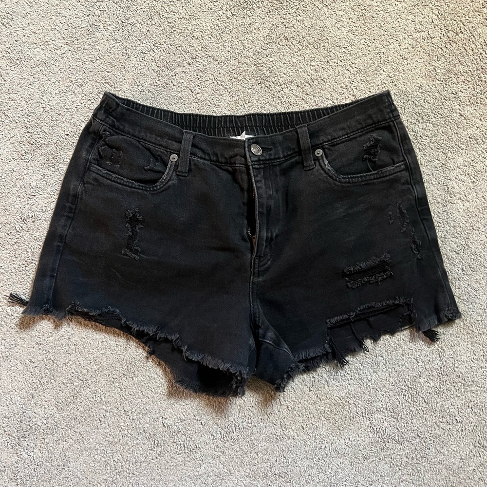 Aerie Black High-Waisted Jean Shorts